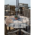 thumbnail image 2 of Outdoor Tablecloth with Umbrella Hole for Patio/Picnic/Party/Camping, Texas Star Rustic Waterproof Table Cloth Round Cover Washable, Country Blue Berry Brown Wooden Plank (Dia 60"), 2 of 8