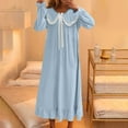 thumbnail image 7 of Womens Nightgown Lace Peter Pan Collar Bow Long Sleeve Plus Size Nightdress Casual Loose Fall Winter Home Wear (3XL, Blue), 7 of 7