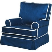 Komfy Kings Square Back Glider - Navy Blue Micro with Sherpa