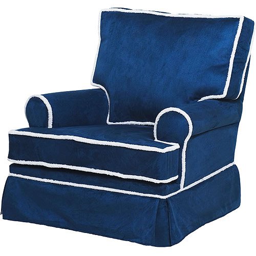 Komfy Kings Square Back Glider - Navy Blue Micro with Sherpa