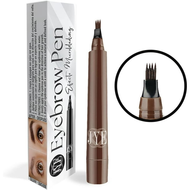 JYE Lapiz para Cejas Efecto Microblading!!! , Dibujo pelo a pelo, Impermeable, Larga duración, Maquillaje para cejas. Color CAFE OSCURO