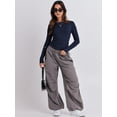 thumbnail image 6 of Luniro Long Sleeve Shirts for Women Boat Neck Tight Fit Going Out Crop Tops Y2k Teens Girls Basic T Shirt, 6 of 11