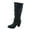 Black, variant on Safety-52 Women's Buckle Side Zipper Chunky Heel Mid Calf K Boots Shoes ( White, 9)