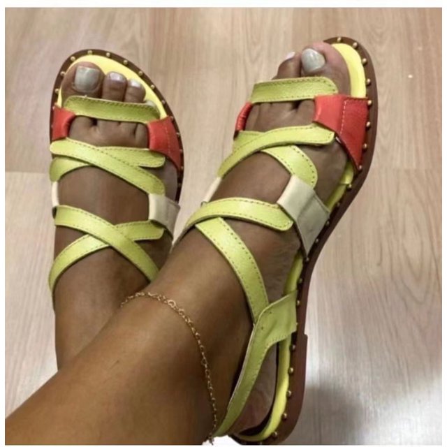 Sandalias planas de gran tamaño para mujer, cómodas, transpirables, informales, para playa, verano