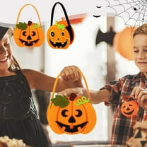 Boovnll Halloween Bucket Basket Bags, Felts Pumpkin Trick or Treat Bags, Halloween Candy Bags Treat Bags for Kids, Halloween Basket, Halloween Treat Bags, Halloween Bags