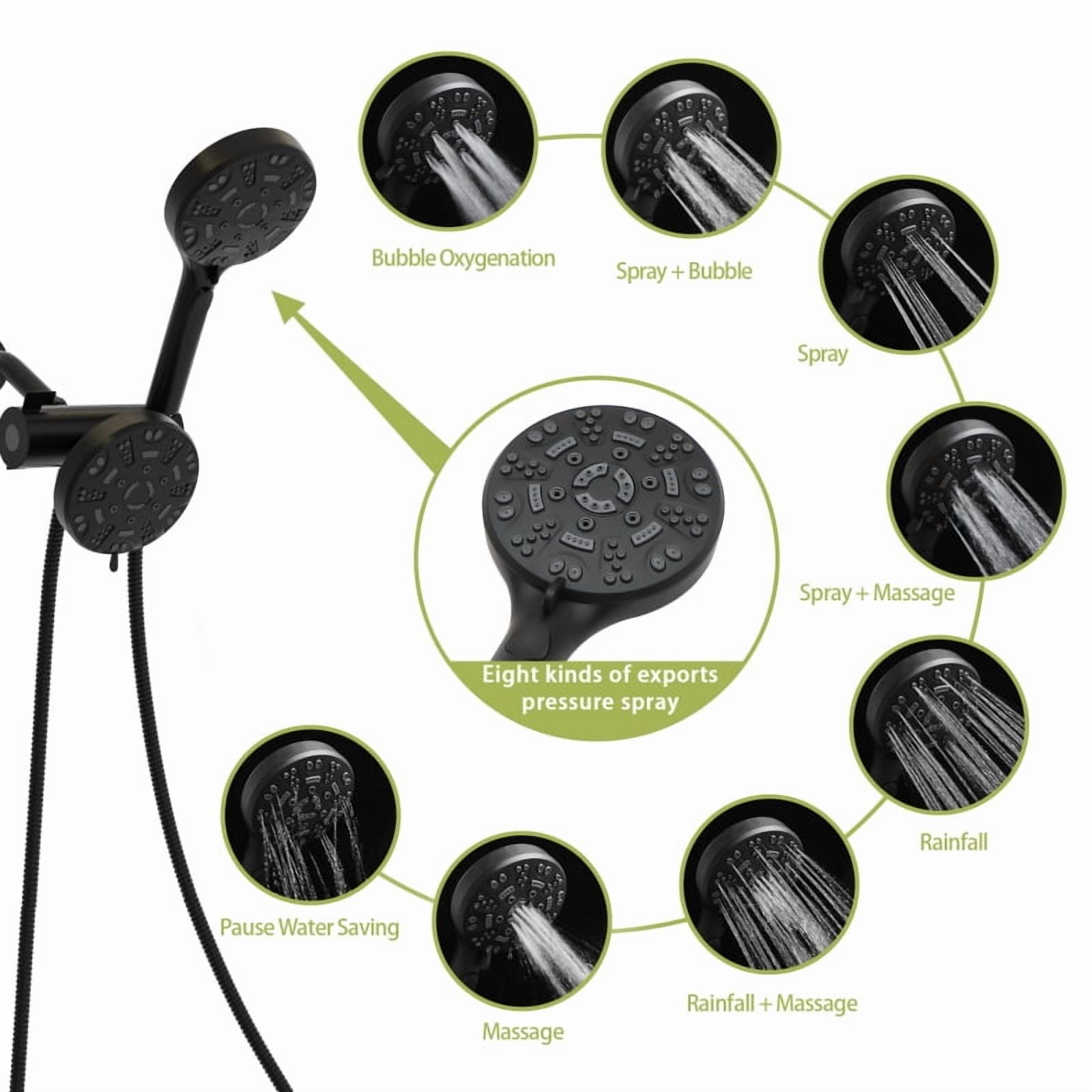Multi Function Dual Shower Head - Shower System with 4.7" Rain Showerhead, 8-Function Hand Shower, Brushed Nickel On-Site   RR