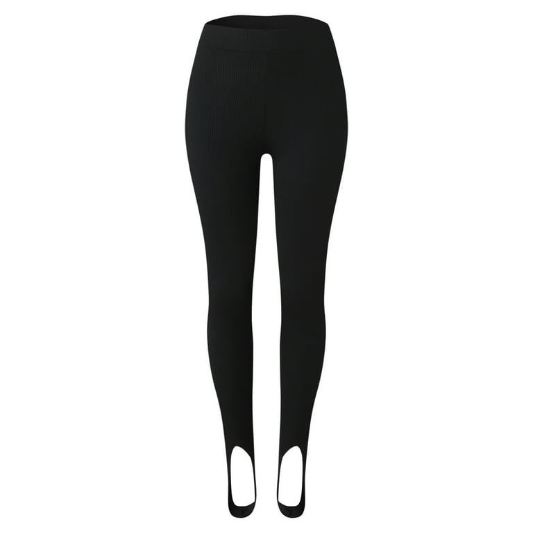 pxiakgy yoga pants women's solid color high waist strip tight and slim step  on foot yoga pants black + s 