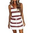 thumbnail image 1 of B91xZ Robes Babydoll Sans Manches à Boutons Col en V Robe Chandail Décontractée d'Été Robe Maxi Ample en Tricot, Vin TTG, 1 of 4
