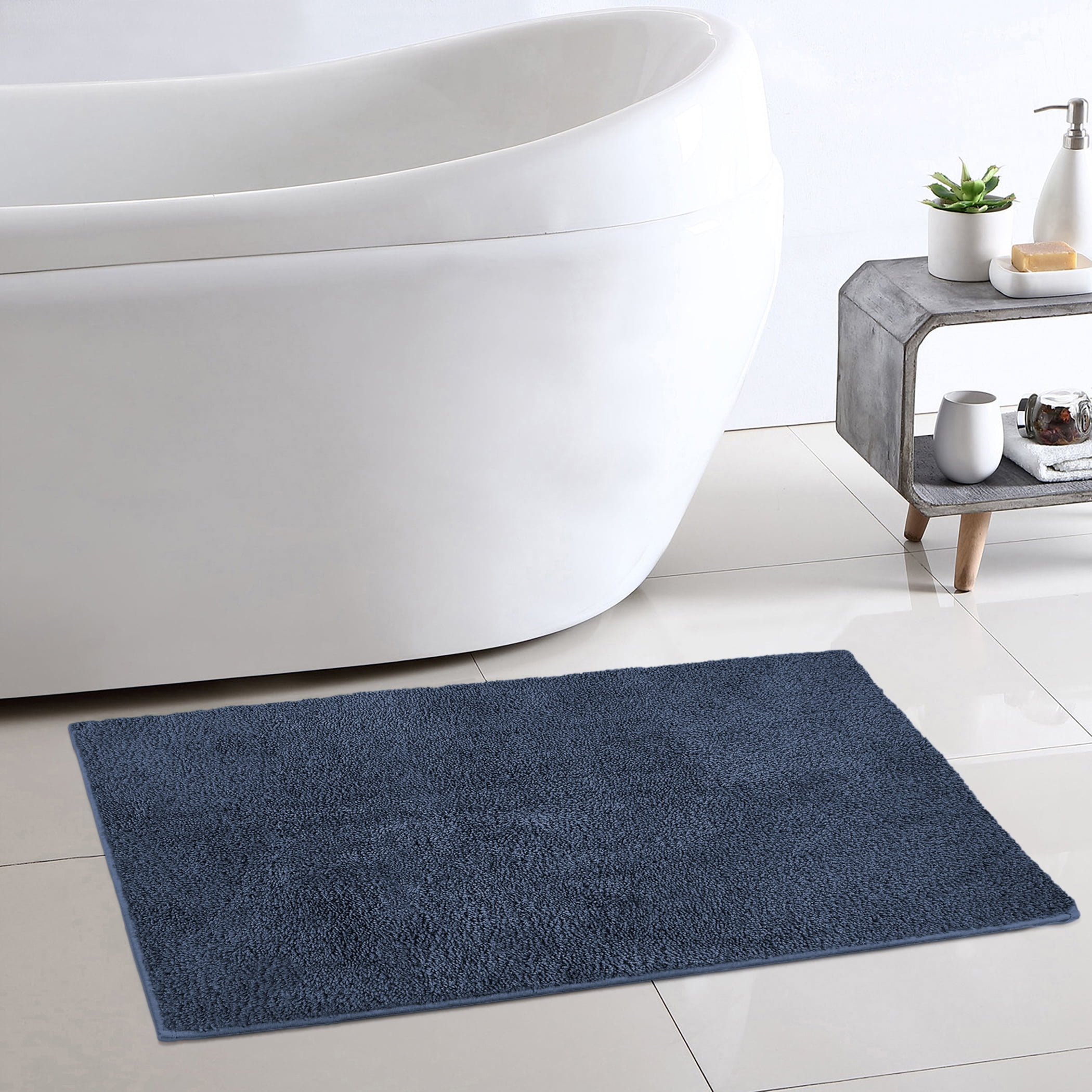 Mainstays Performance Recycled Polyester Bath Rug, Washed Indigo, 24" x 40"