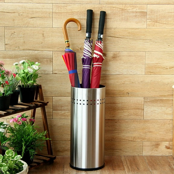 FONDOTIN Brushed Texture Umbrella Holder Stainless Steel Silver 1Pack