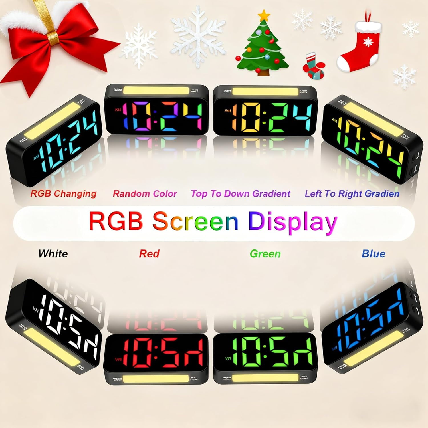Loud Alarm Clocks for Bedrooms Heavy Sleepers, Plug-in Digital Bedside Clock with Night Light, Large Display, Dual Alarm, Snooze, Dimmable Kids Teens Boys Girls