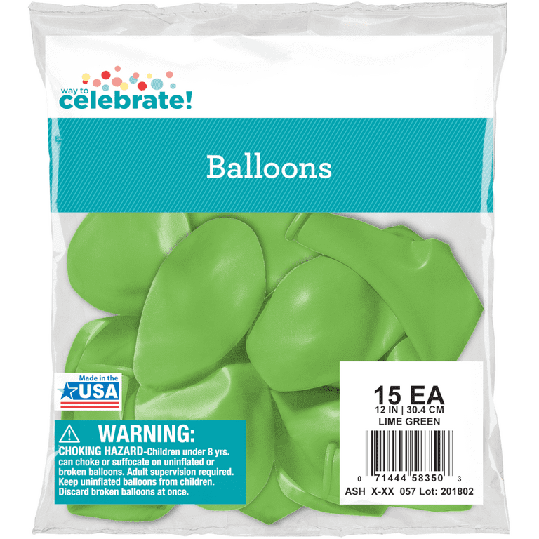 Way To Celebrate 12 All Occasion Lime Green Balloons, 15 Count