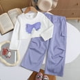 thumbnail image 6 of newwalpole Girls Clothes 2 Piece Cute Butterfly Sweatshirt & Flared Pants/Cargo Pants Winter Outfits for Teen Girls Purple for Size 4-5 Years, 6 of 6