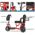 thumbnail image 4 of QEEKA 3-Wheel Foldable Mobility Scooter for Adults and Seniors, 300 lbs Capacity, Long-Range Lithium Battery, Lightweight with Basket,Red, 4 of 19