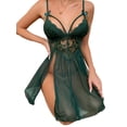 thumbnail image 4 of xiaxaixu Lingerie d'Été pour Femmes Ensembles Sans Manches Dentelle Pure Robe de Nuit avec String à Taille Basse 2PCS, 4 of 5