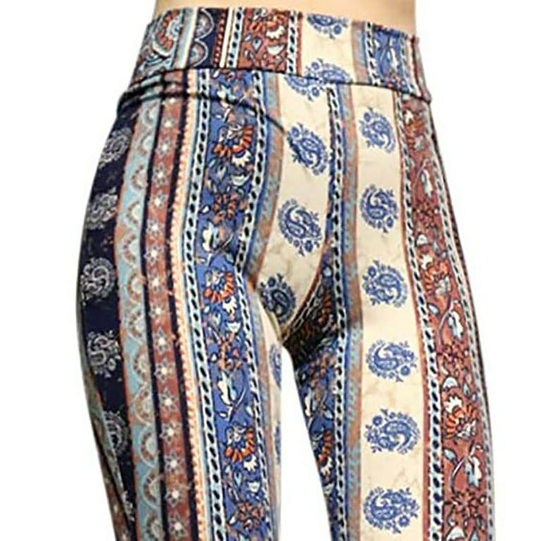 Baqcunre Flare Leggings Tight-Fitting Retro Hip And Print Big Bell-Bottom  Spring Pant Womens Pants Wide Leg Pants Woman Womens Leggings Multicolor