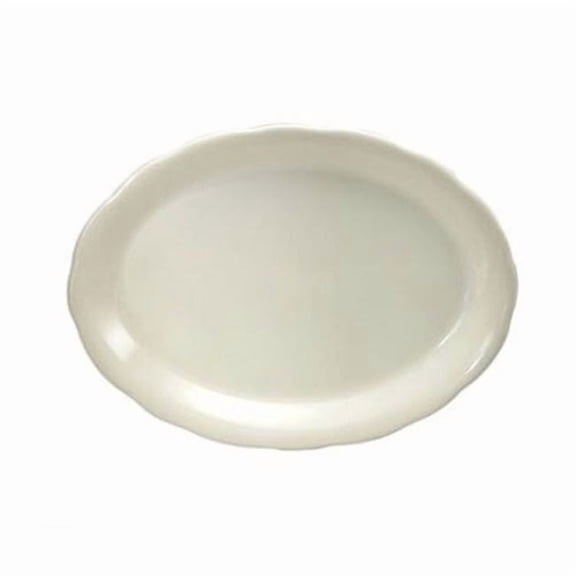 9.87 x 7.37 in. Cream White Scalloped Edge Oval Platter