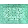 thumbnail image 1 of Ahgly Company Machine Washable Indoor Rectangle Persian Turquoise Blue Traditional Area Rugs, 8' x 12', 1 of 4