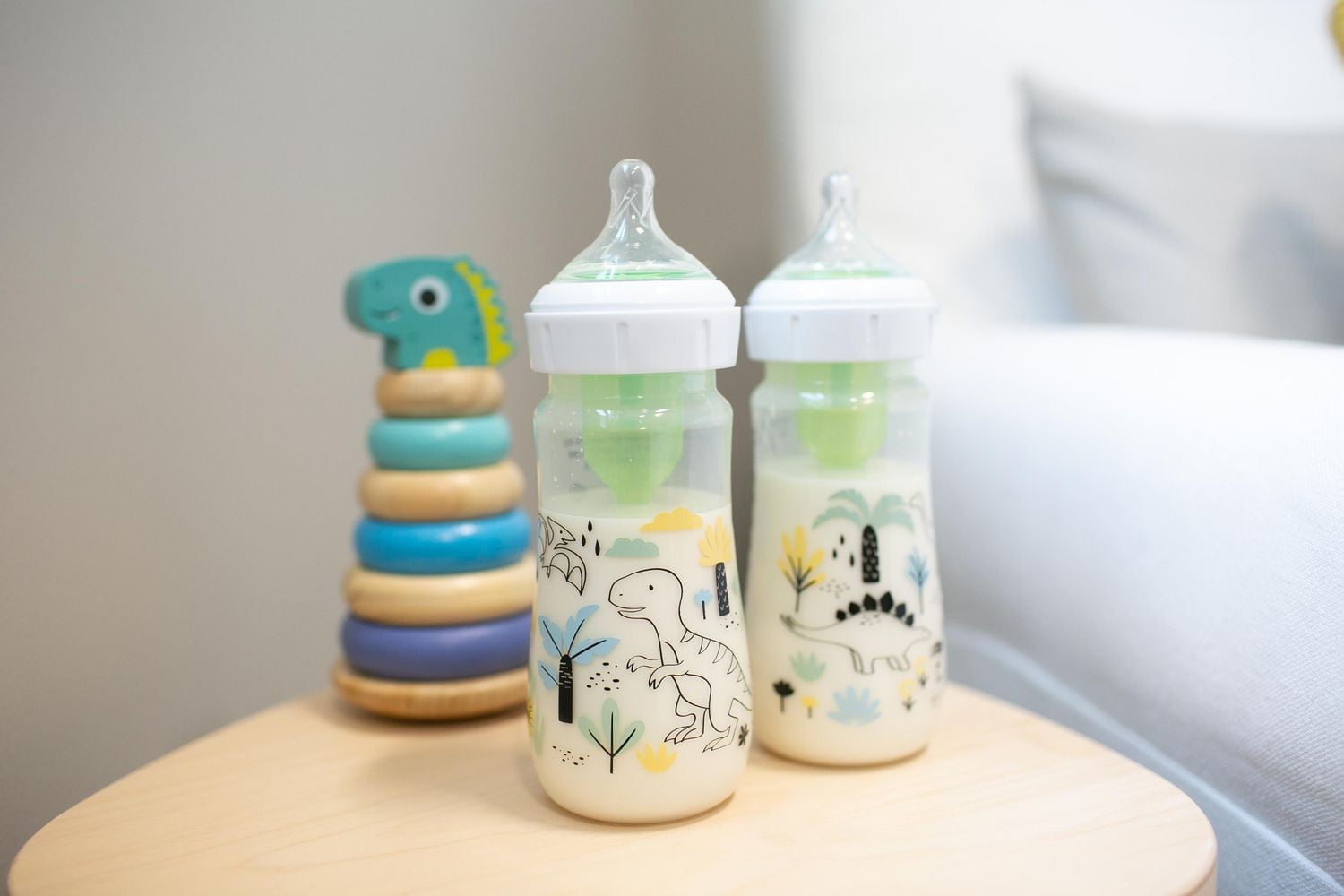 Dr. Brown's Natural Flow Anti-Colic Options+ Wide-Neck Baby Bottle Designer Edition Bottles, Dino Decos, 2x9oz Bottles, Level 1 Nipple