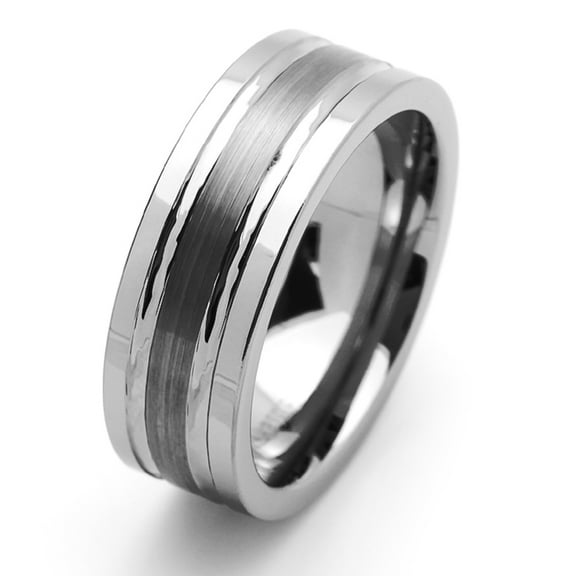 Men Women Tungsten Carbide Wedding Band Ring 8mm Comfort Fit Brushed Groove For Men & Women