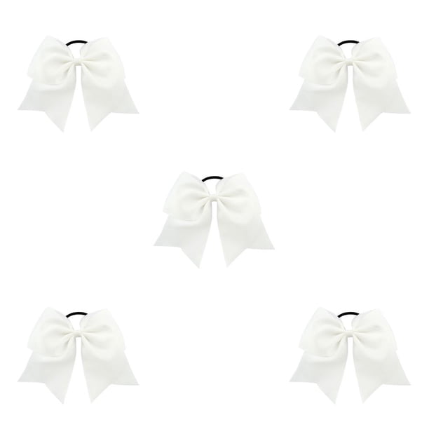 Qarigey Banda para el cabello grande Bowknot Elástico Adornos de goma Ajustable Snag Free Ponytail Holder Bobbles Seamless Scrunchies White Type2 NO2