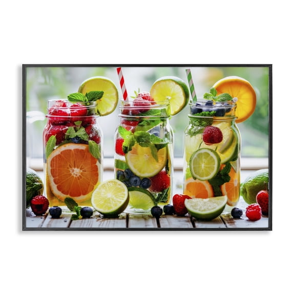 Stupell Industries Farmhouse Vibrant Citrus & Berry Infusion Black Framed Giclee Art, 18 x 12, by Lazar Studio