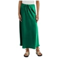 thumbnail image 1 of Women's Solid Color Satin High Waist Drawstring Long Dress - Elegant Flowy Maxi for Party/Formal - Polyester Fabric - S-XL, 1 of 4