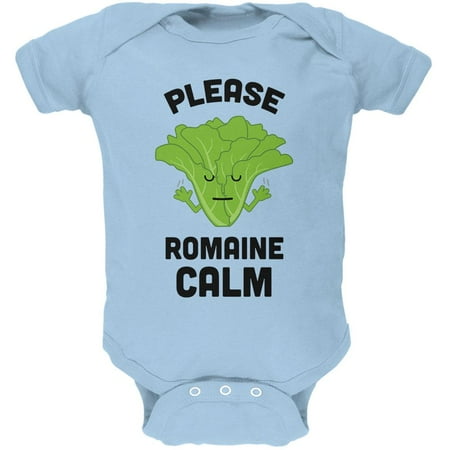 

Vegetable Lettuce Please Romaine Remain Calm Funny Soft Baby One Piece Light Blue 18-24 M