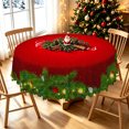 thumbnail image 5 of Duangreer Retro Red Christmas Round Tablecloth, Xmas Branches Decoration, Waterproof Wrinkle Resistant, Table Cover for Holiday Party, Dining, Indoor and Outdoor, 60''Round, 5 of 6