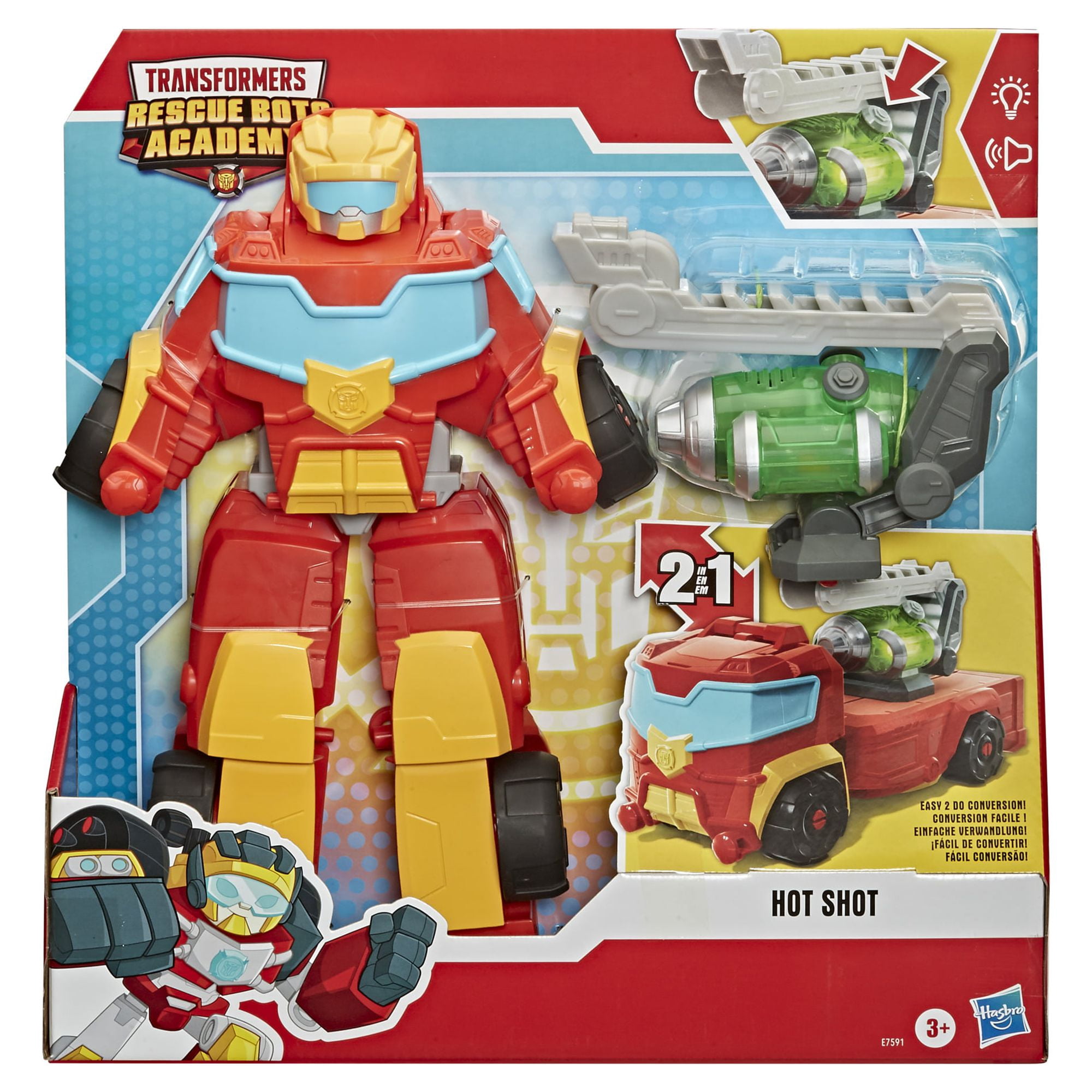 Playskool Transformers: Rescue Bots Academy Hot Shot Kids Toy Action Figure for Boys and Girls (15”)