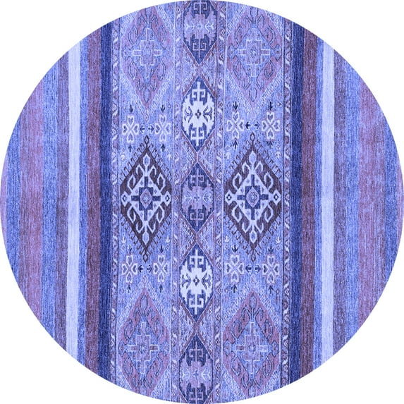 Ahgly Company Indoor Round Abstract Blue Modern Area Rugs, 5' Round