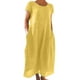 thumbnail image 2 of Vestido informal de mujer, de manga corta, cuello redondo, holgado y con bolsillos, en color liso., 2 of 5