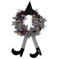 thumbnail image 2 of Corona de Halloween con patas de sombrero, corona de bruja artificial de calabaza para puerta delantera, decoración colgante, 2 of 2
