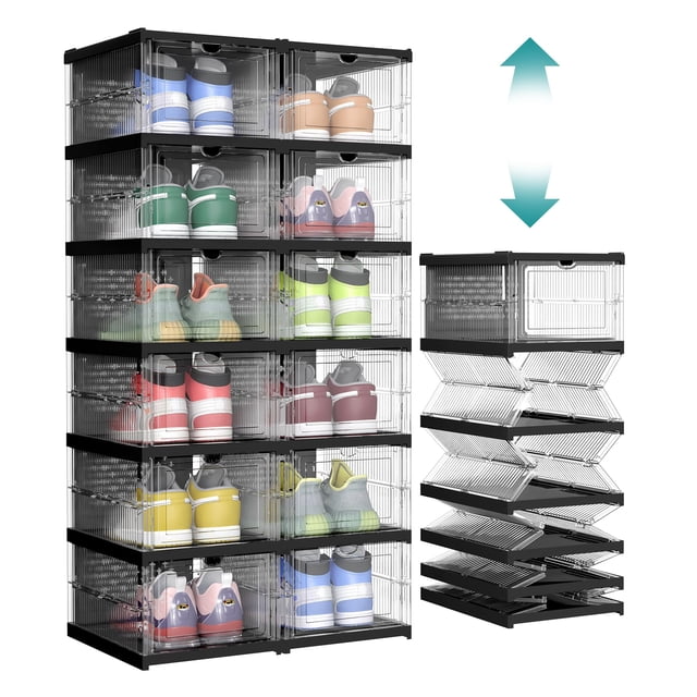 Cajas plegables para zapatos SONGMICS, paquete de 12, organizador apilable