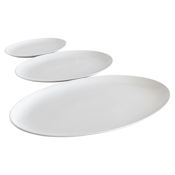 Over and Back Set of 3 White Porcelain Oval Platters