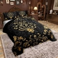 thumbnail image 2 of Manfei Gold Baroque Damask Bedding Sets Toddler with Comforter, Hippie Flower Floral Duvet Insert, Vintage Victorian Comforter Sets Toddler Size, Breathable Bedroom Decorative, 2pcs Reversible, 2 of 6