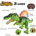 thumbnail image 2 of Juguete de dinosaurio con control remoto, dinosaurio iluminado, juguete eléctrico de dinosaurio RC con ojos iluminados LED, caminar y rugir, regalo de robot realista para niños y niñas, verde Fokelyi LN-2189-2, 2 of 6