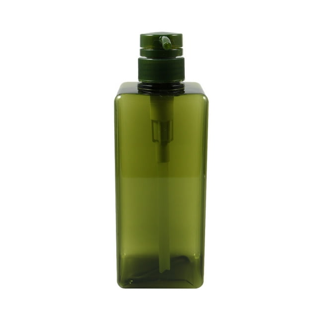 Botella cuadrada transparente de gran capacidad de 650 ml para loción, champú y gel de ducha (verde oscuro)