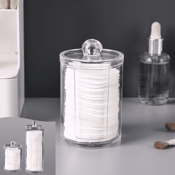 CuiLiyq Cosmetic Cotton Storage Box, 3.5" Tall Acrylic Organizer for Cotton Pads Sticks, Makeup Container Dispenser for Vanity