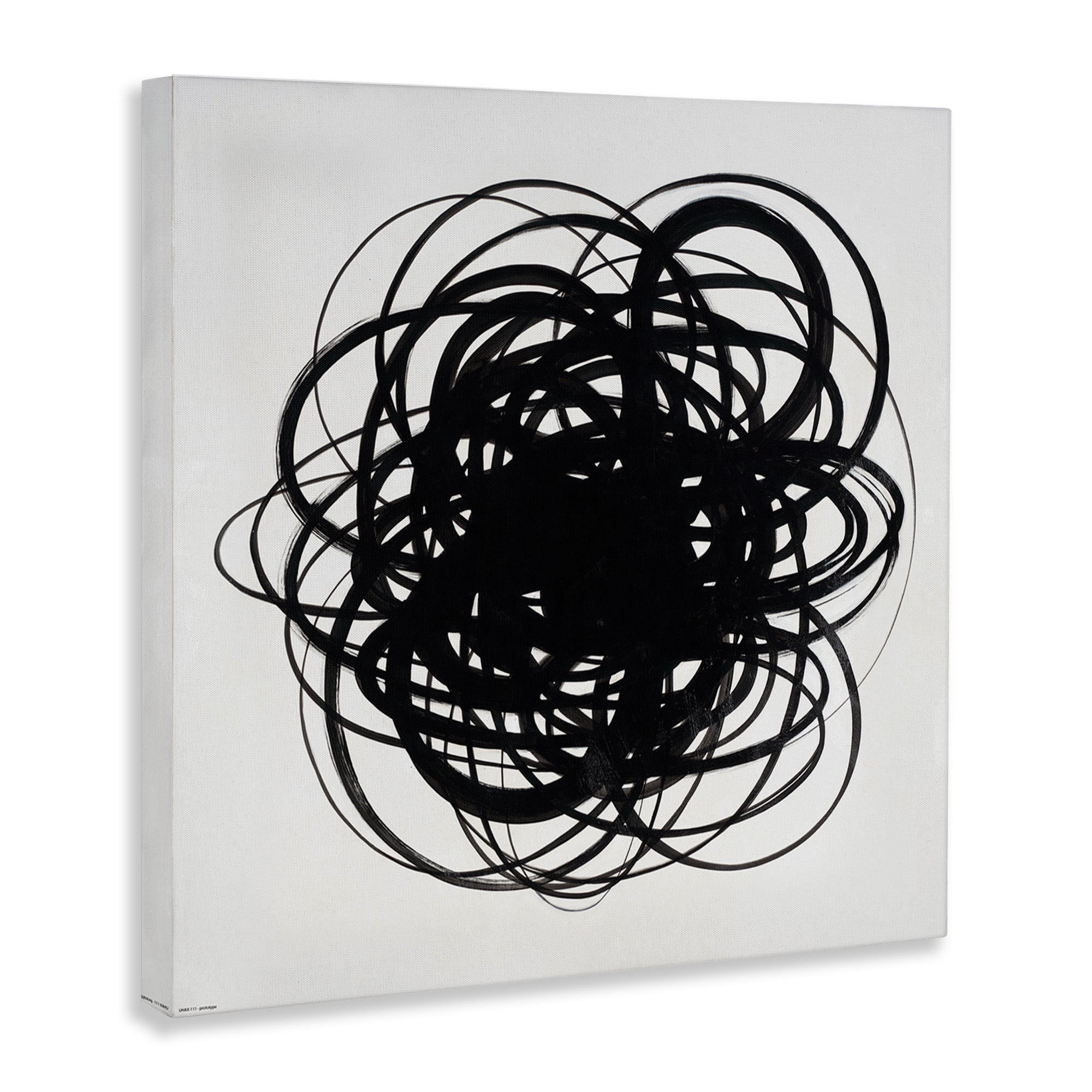 Stupell Industries Black Chaotic Scribble Abstract Painting Gallery Wrapped Canvas Art Print Wall Art, 30 x 30
