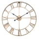 thumbnail image 1 of Reloj de pared grande de metal clásico, redondo, de hierro, con números romanos, para decoración del hogar (dorado, 60 cm de diámetro), 1 of 12