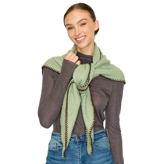 BASICO Fall Scarf for Women, Winter Scarf, Women's Scarves & Wraps, Blanket Scarf, Fall Accessories (27 Colors) (Triangle Green 2)