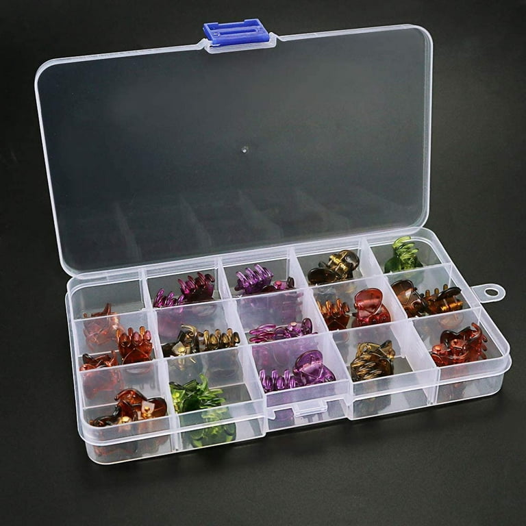 WYKOO 5 Pack 15 Grids Clear Bead Storage Containers Craft Storage Cases Transparent Jewelry Organizer Boxes with Hinged Lid Craft Organizer and