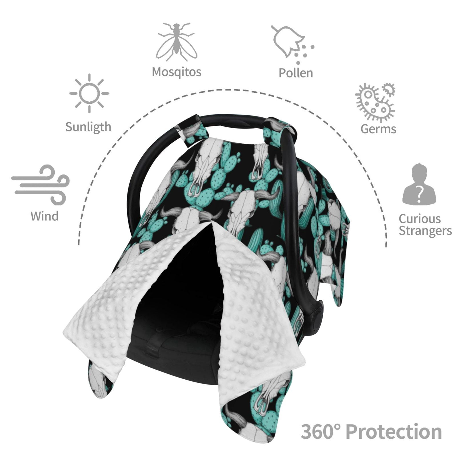 Car Seat Cover Baby - Buffalo Skull cactus western Breathable Infant Car Seat Cover for Baby Carseat, Lightweight Comfort Baby Essentials Must Haves Newborn Stuff for Girl Boy