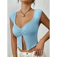 thumbnail image 3 of Biezeib Women’s Slim Fit Tank Tops Sleeveless V Neck Solid Color Front Split Crop Tops Ruched Shirts, 3 of 6