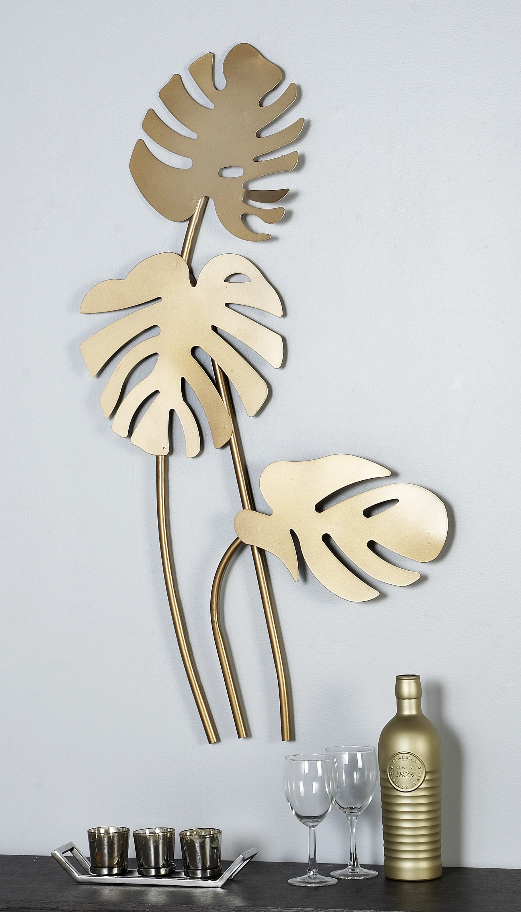 CosmoLiving by Cosmopolitan Large Metallic Gold Metal Palm Leaf Sculptures Wall Decor 21” x 42