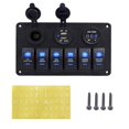 thumbnail image 1 of DC 12-24V Boat Marine Rocker Switch Panel LED Dual USB Socket Charger 1A&2.1A Voltmeter for Car RV Truck Camper GPS Mobiles, 1 of 6