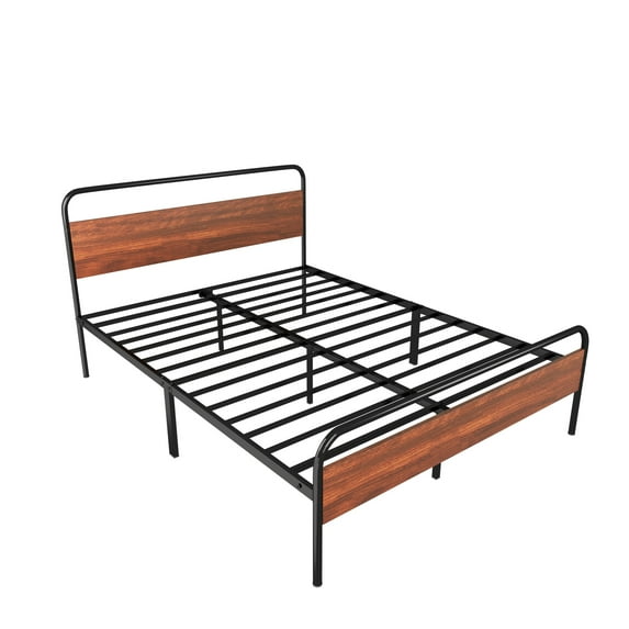 Homall Metal Platform Bed Frame with Wooden Headboard and Metal Slat Support, Full