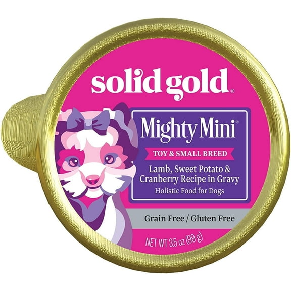 Solid Gold Mighty Mini Toy & Small Breed Wet Dog Food, Lamb Gravy 3.5oz Cup