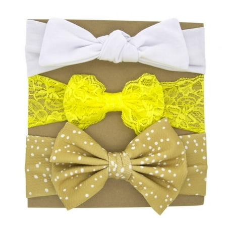 

3Pcs/Set Baby Girl Headbands with Bows Newborn Infant Toddler Elastic Headwrap Hair Accessories